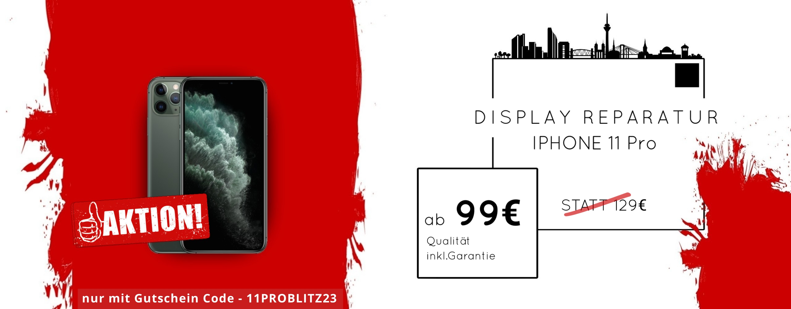 Smartphone Apple iPhone 11 Pro Display Glas Handy Reparatur 99,- Euro
